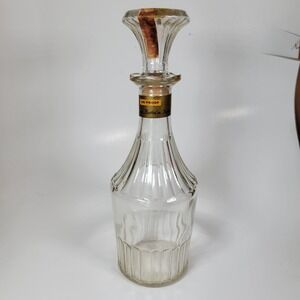 Vtg Art Deco Glass Decanter with Stopper Rivet Glass 11 1/2" Whiskey Kentucky